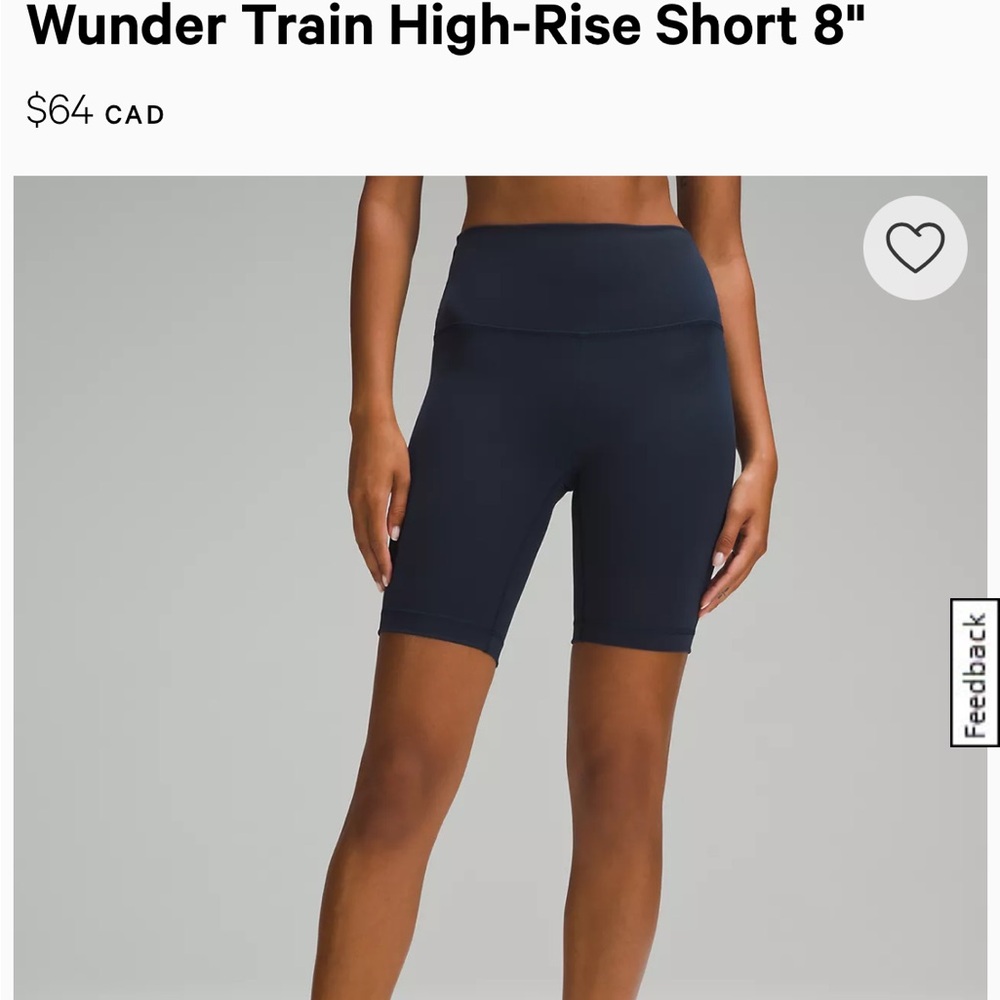 Lululemon Wunder train high rise short 8” inseam bike short